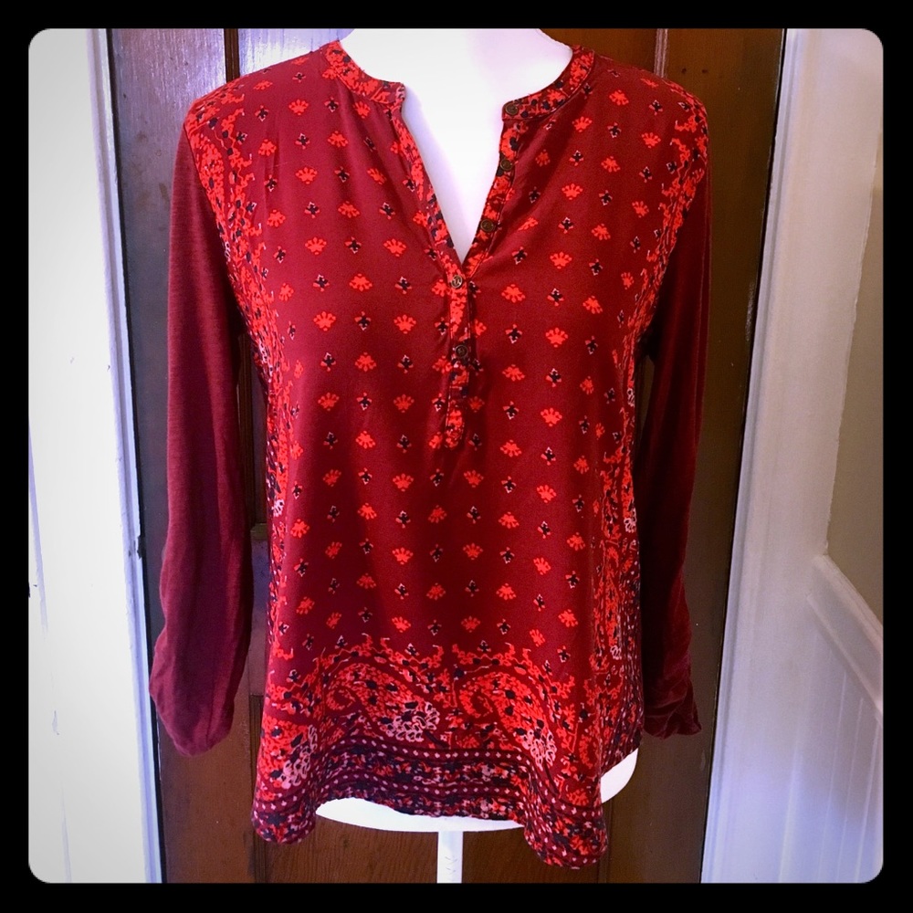 Lucky Brand Maroon Print Shirt